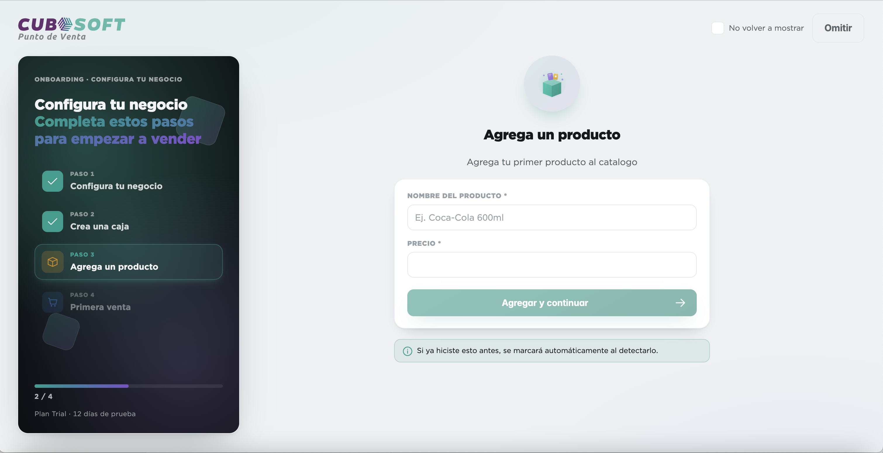 Onboarding y configuración de negocio en CuboPOS